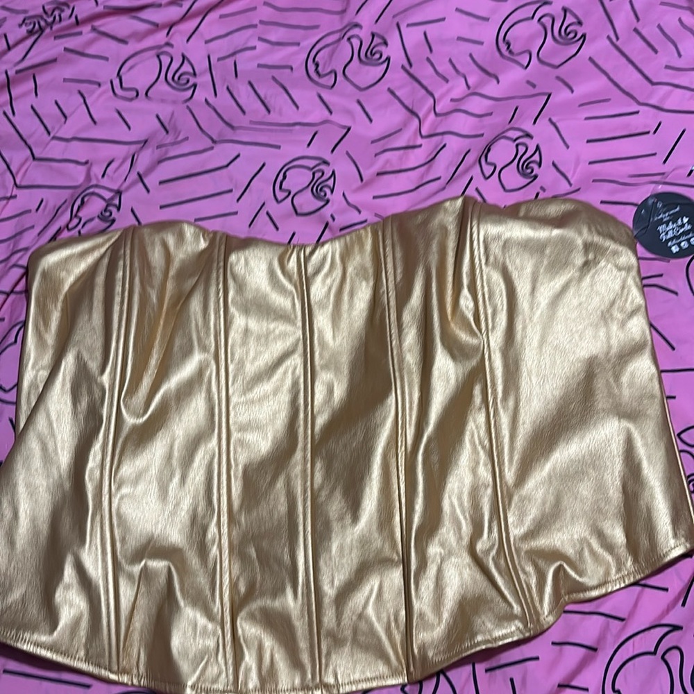 Brand new fashion nova gold corset tube top super stretchy size 3x